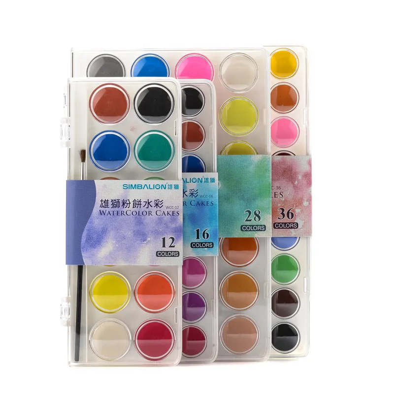 SIMBALION Transparent solid watercolor paint 12 color /16 /28 /36 set powder | Канцтовары для офиса и дома