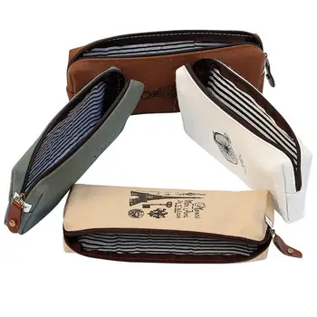 

Hot stationery canvas storage bag Vintage Canvas Student Pen Pencil Case Coin Purse Pouch Cosmetic Makeup Storage 2O1218