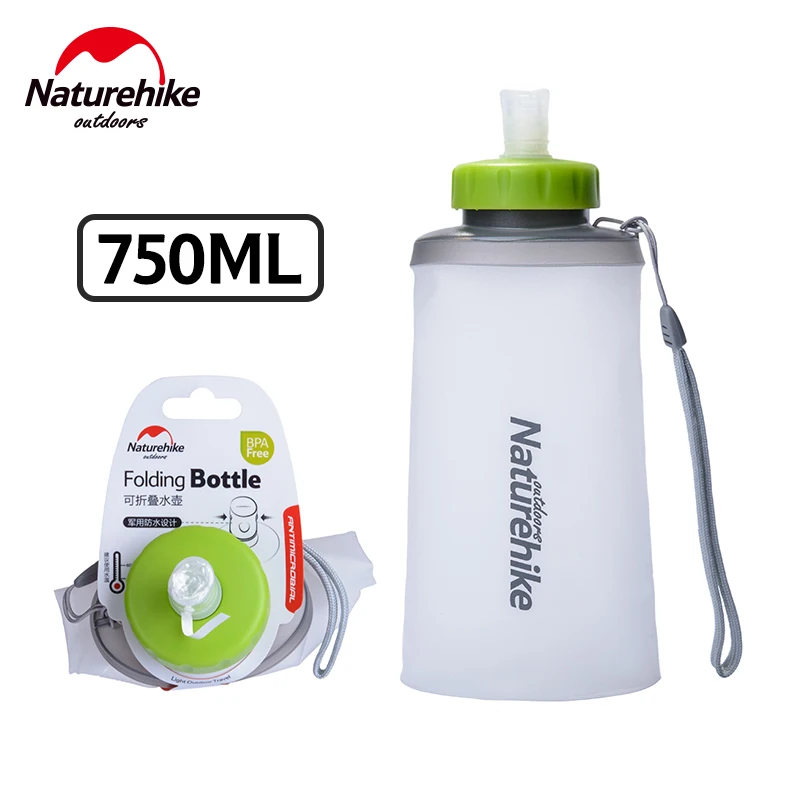 Naturehike 500ML/750ML folding silicone water bottle outdoor sports