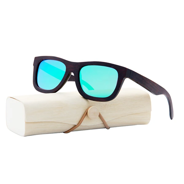 Бамбуковые поляризационные солнцезащитные очки женские брендовые коричневые бамбуковые солнцезащитные очки с рамкой деревянный корпус пляжные анти-УФ очки для вождения - Цвет линз: Зеленый