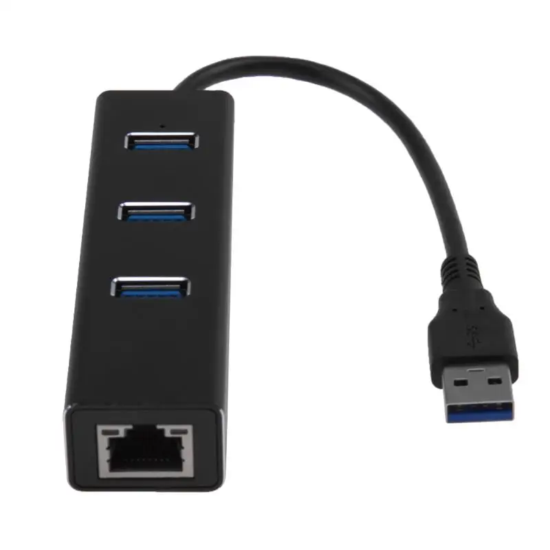 3 Ports USB 3.0 Hub To RJ45 Gigabit LAN Wired Network Adapter