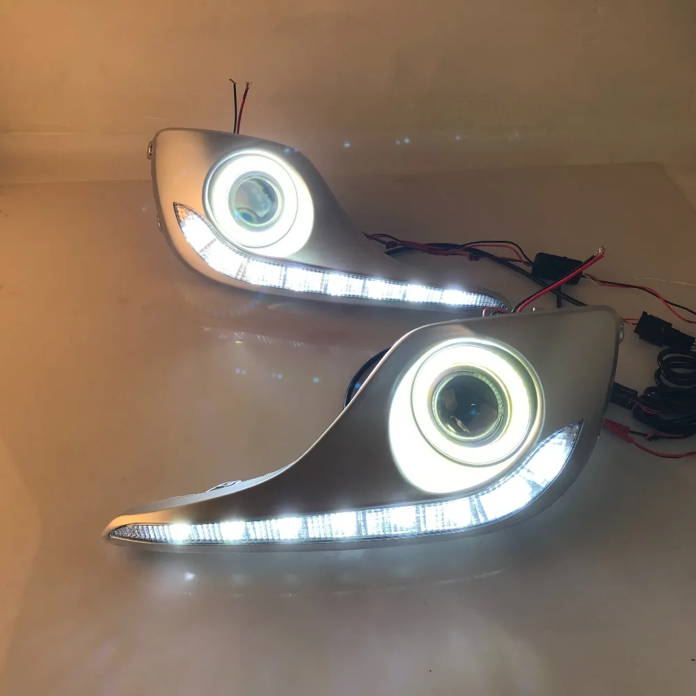 RQXR противотуманная фара вождение свет в сборе для Toyota Highlander cob angel eye светодиодные дневные ходовые огни сигнал поворота синий ночной режим