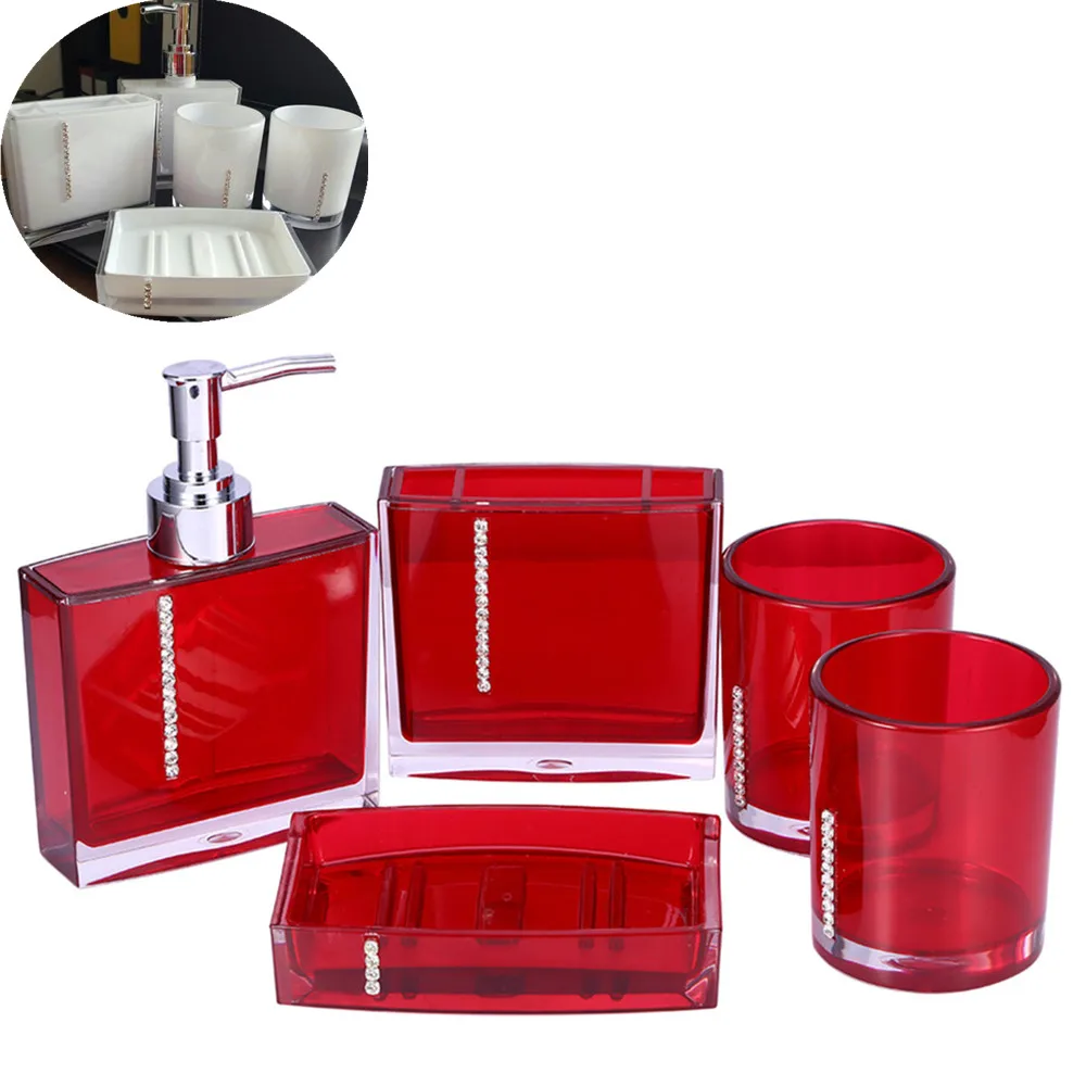 Bathroom Set Online Ping Home Decorating Ideas Interior Design 5pcs Set Acrylic Bathroom Accessories Hand Soap Dish Dispenser