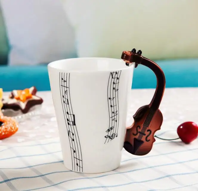 Креативная музыкальная скрипка, стильная керамическая кружка для гитары, Кофейная, чайная, молочная, с ручкой, кофейная кружка, новинка, подарки - Цвет: Style 2