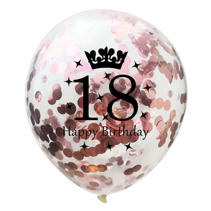 10 шт 12 дюймов неоновые стикеры 18 21 30 40 50 Юбилей латексные шары украшение для свадьбы дня рождения день рождения поставки - Цвет: Confett Rosegold 18