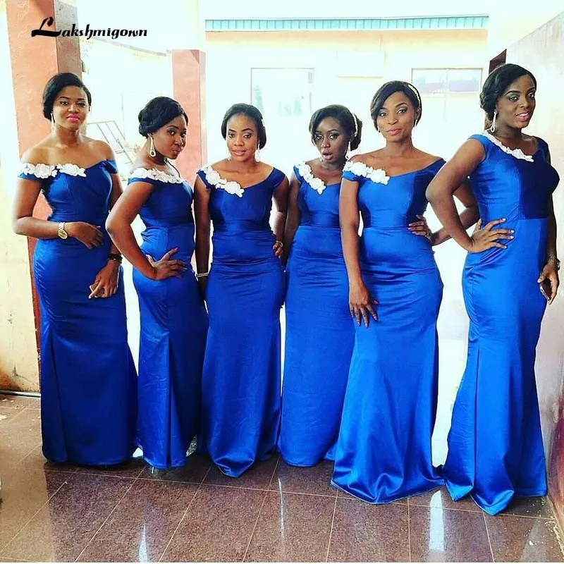 

Lakshmigown Royal Blue Bridesmaid Dresses for Women 2019 Vestidos de Gala Wedding Party Dress Mermaid Satin Bridesmaid Dress