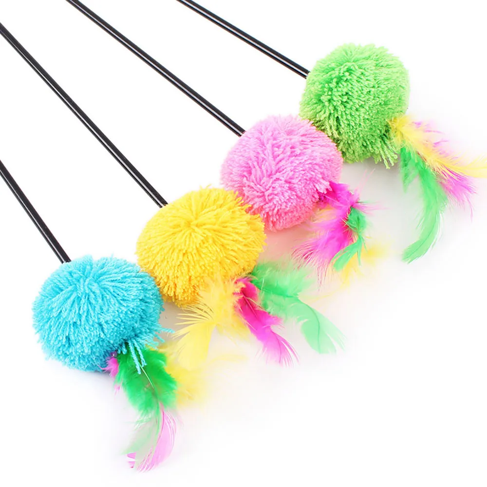 

Pet cat Interactive toy Cute Design Bell and bird Feather Teaser Wand Plastic Toy for cats Color Multi Products For pet