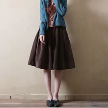 Осенние и зимние черные и кофейные плиссированные юбки для женщин, винтажные повседневные Пышные юбки с эластичной резинкой на талии, плотные вельветовые юбки