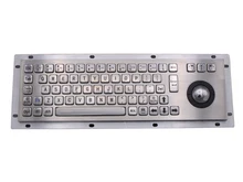 Stainless Steel Industrial Keyboard With Trackball 36mm Conductive Rubber Ruggedized Panel Mount Keypad For Information Kiosk