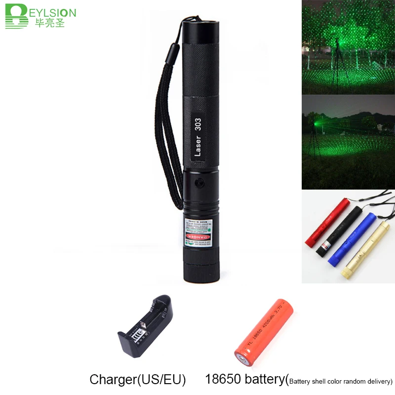 

LED Laser Pointer High Power Flashlight Red/Green/Blue Color Laser Pointer Pen 303 18650 Beam Laser Light Flashlight Lighting
