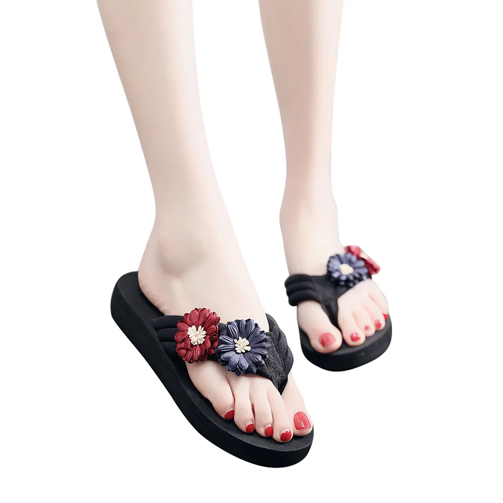 Женские летние тапочки; домашняя пляжная обувь с цветами; сандалии; Вьетнамки; шлепанцы для спальни; zapatos de mujer;# VB20