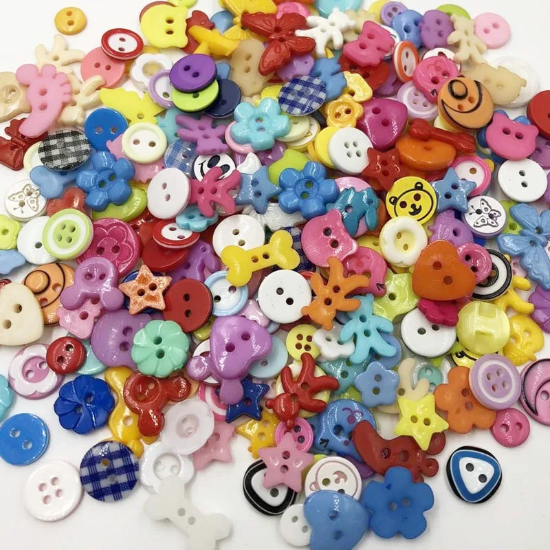 

Free Shipping 100psc/lot candy-colored plastic resin combination Button Buttons Sewing DIY craft decals for children PT98