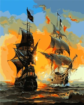 

sailboat paint Numbers Unique Gift picture oil painting HOME decoration painting animal painting hand painted canva painting