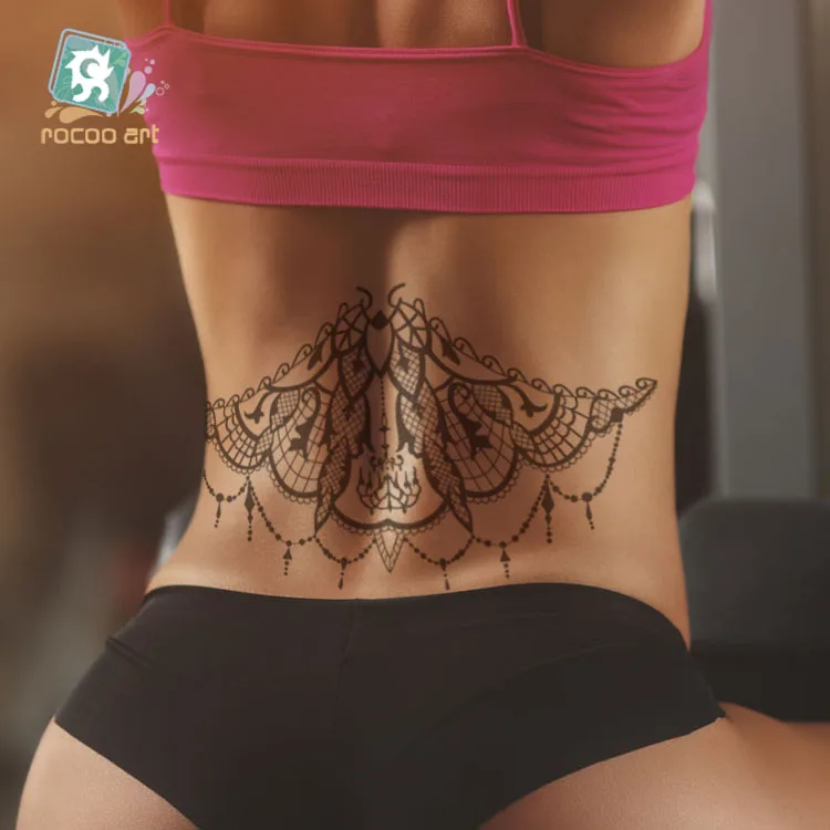 Rocooart-BC-012-24X13-8cm-Body-Wreath-Sexy-tatuagem-sexy-beauty-Temporary-Tattoo-Lace-Necklace-Drop