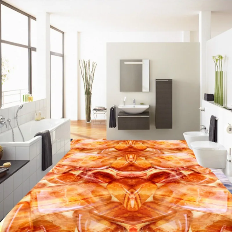 

Free Shipping 3D stereo HD jade stone gray stone pebble lobby Toilet Bathroom Floor stickers wallpaper mural