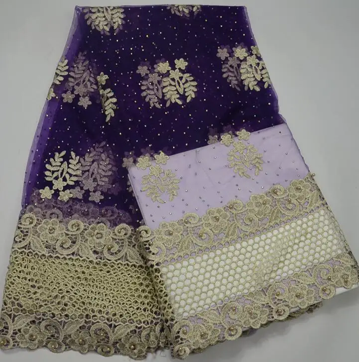 

YW6045 New Designs African French Lace Fabric High Quality Nigeria French Net Lace 2017 With Stones and Beaded For Party