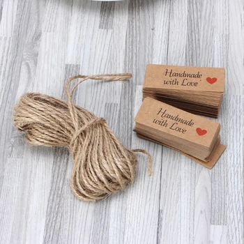 

100PCS Retro Kraft Paper Gift Cards Handmade Price Tags for Wedding Birthday