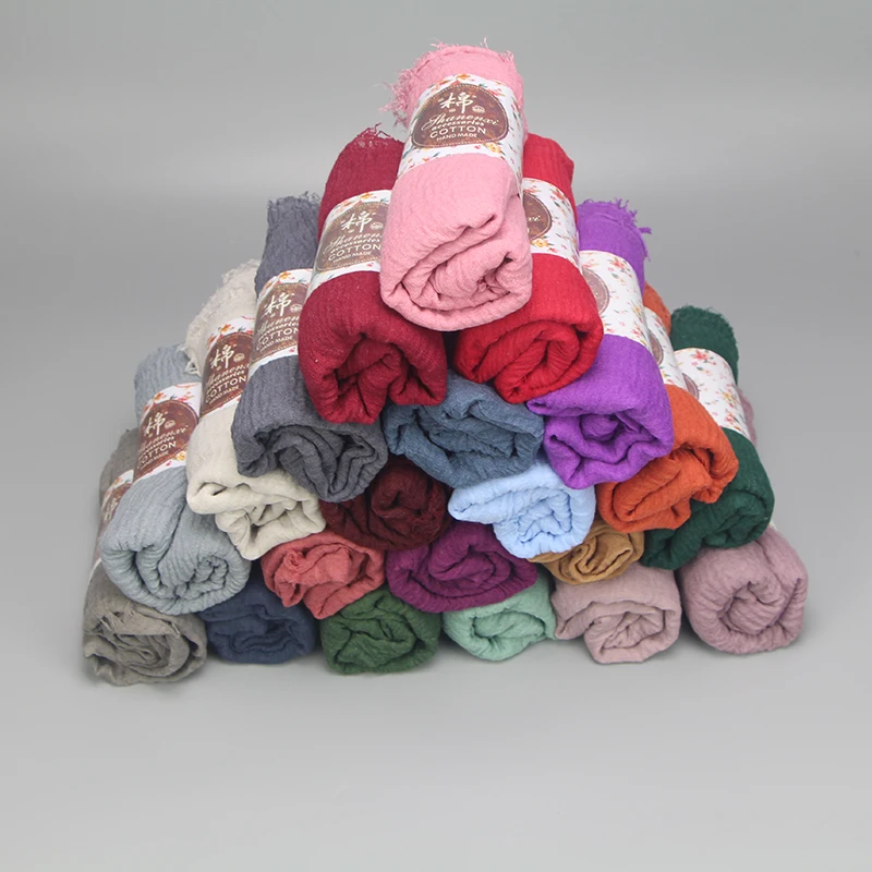 10 шт./партия, высококачественный однотонный шарф крупной вязки, 55 цветов, шаль с бахромой, мусульманский хиджаб, головной убор, большой размер, вуаль
