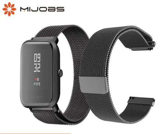 Браслет Mijobs 20 мм для Amazfit для Xiaomi Huami Amazfit GTS Bip BIT Youth Smart Watch ремешок металлический браслет из нержавеющей стали