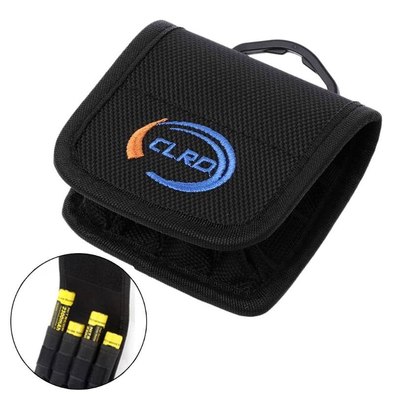 

OOTDTY Portable Small Nylon Storage Pouch Bag Carrying Case For 4x 18650 Li-ion Battery