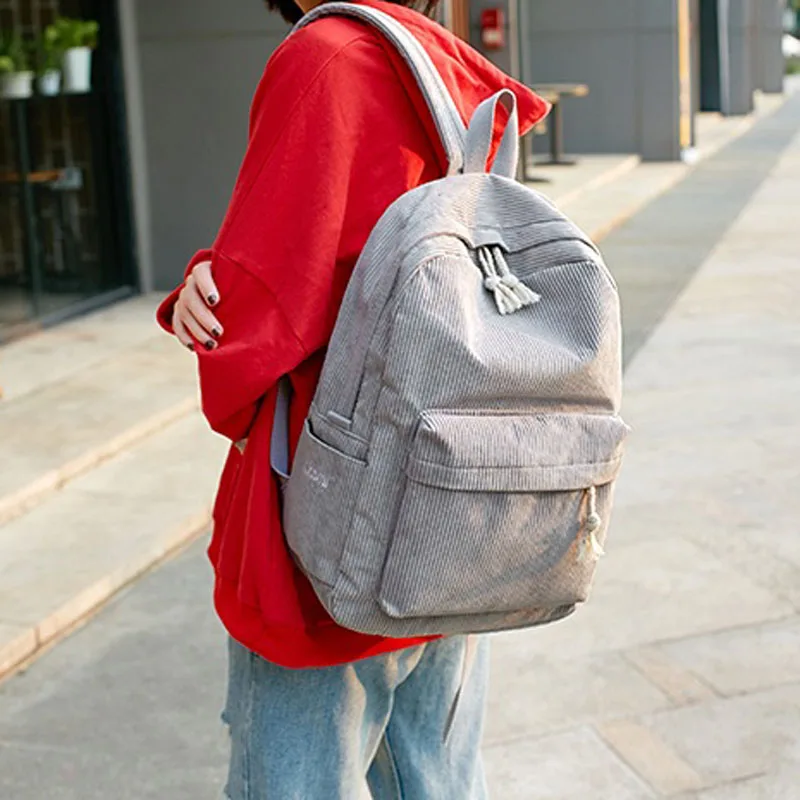 

Miyahouse Wholesale Candy Color Corduroy Backpacks For Teenager Girls School Bookbag Kawaii Women Travel Backpack High Capacity