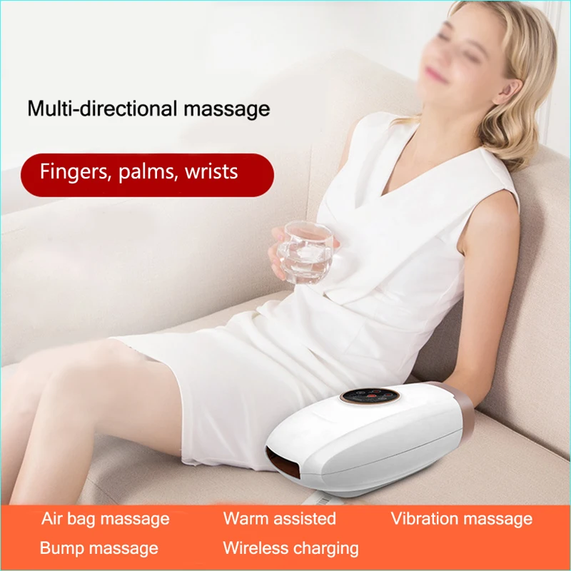 Electric Rechargeable Air Pressure Hand Massager pneumatic palm massager hot compress vibrating massage finger relax