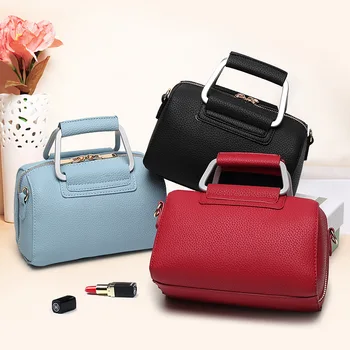 

21x13CM 2016 New Female Boston Pillow Bag Aslant Women Bag Iron Bracelets Mini Retro A2421