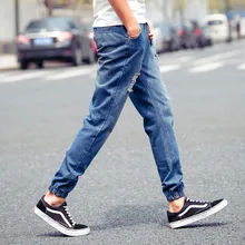 2015 Новое Прибытие мужская Стильный ripped Jogger Джинсы Тощий байкер джинсы Джинсовые Брюки Плюс размер XXXL 4XL 5XL Брюки