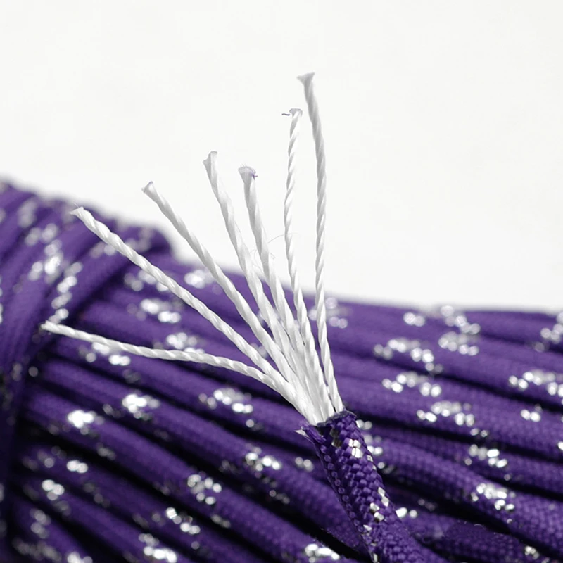 معدني 550 Paracord المظلة الحبل الحبل مع مسحوق لامع متلألئ Tracers ل هدية التفاف عطلة الديكور DIY صياغة