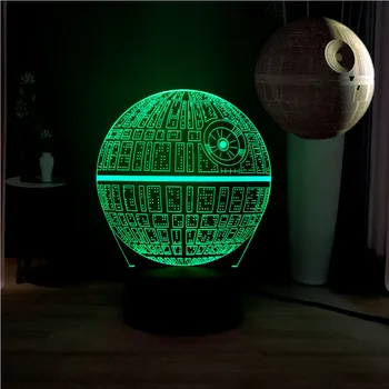 

New Illusion 3D Star Wars Novel Death Star 7 Color Dec Mood LED USB Acrylic Bedside Table Lamp Kids Birthday Gift Drop Shipping