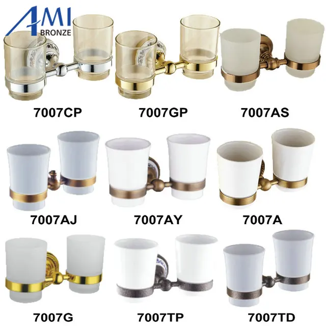 Chrome Gold Antique Cup Tumbler Toothbrush Holder Porcelain Wall Chrome Gold Antique Cup Tumbler Toothbrush Holder Porcelain Wall Mounted Bathroom Accessories 7007