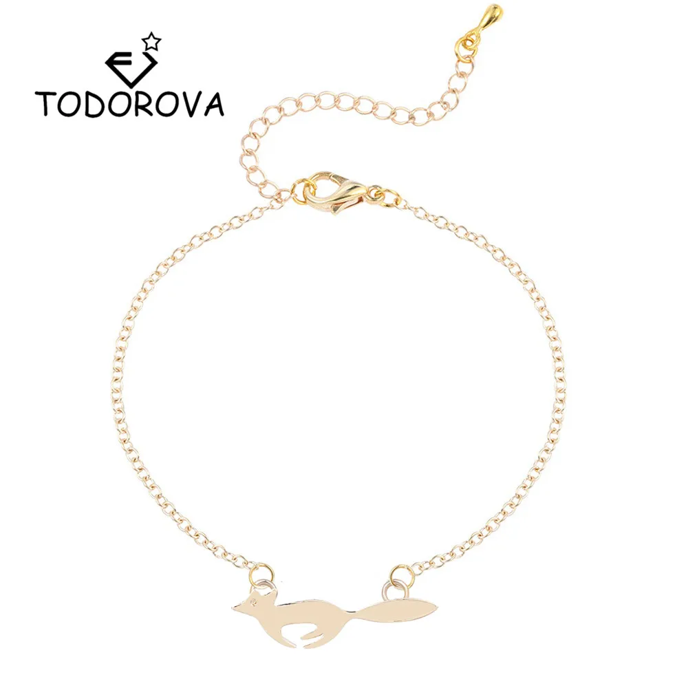 

Todorova Hand Chain Jewelry Silver Gold Animal Bracelet Gifts for Women Running Fox Charms Bracelet Mens Bracelets 2018