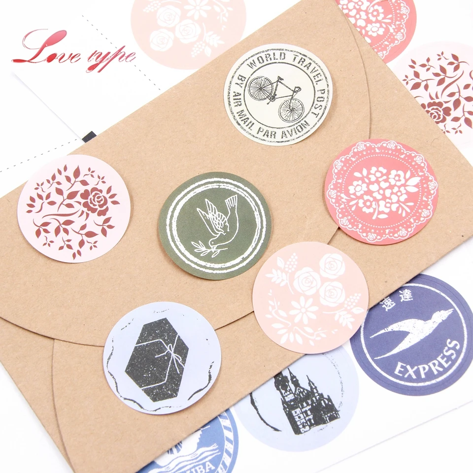 6pcs/lot Creative Retro Stickers DIY Handmade Round Sealing Sticker Decor Scrapbook Letter Gift Box Bag Decoration Supplies