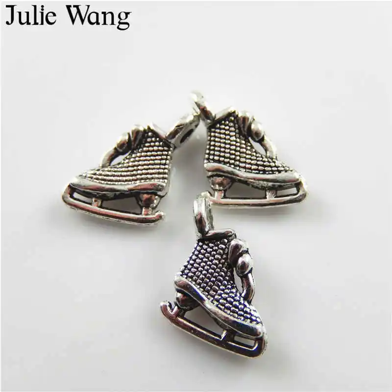 Julie Wang 50 шт. мини ледяные коньки шармы из сплава античный серебряный цвет кулон
