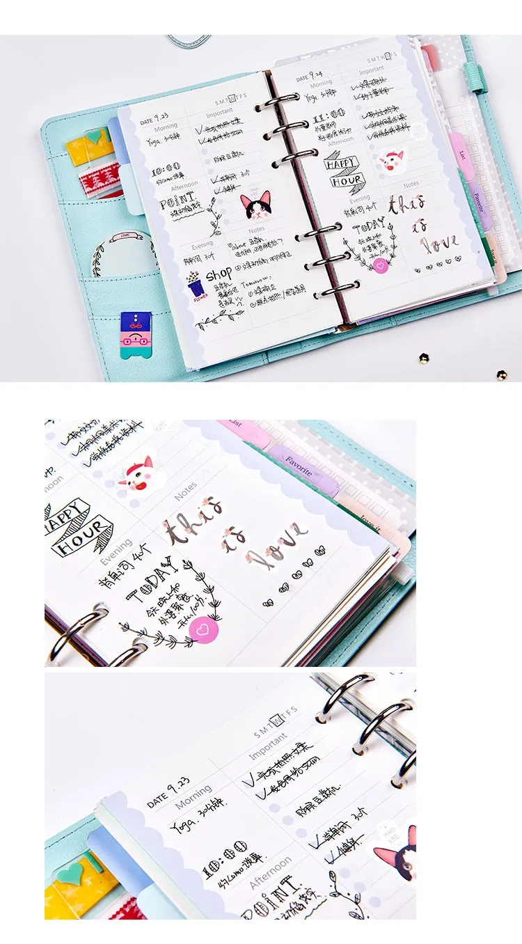 6 2017 Dokibook Notebook 6 Hole Spiral Diary A5&A6 Spiral Planner Wave Inner Pages Weekly Monthly Plan Matching Filofax Lovedoki