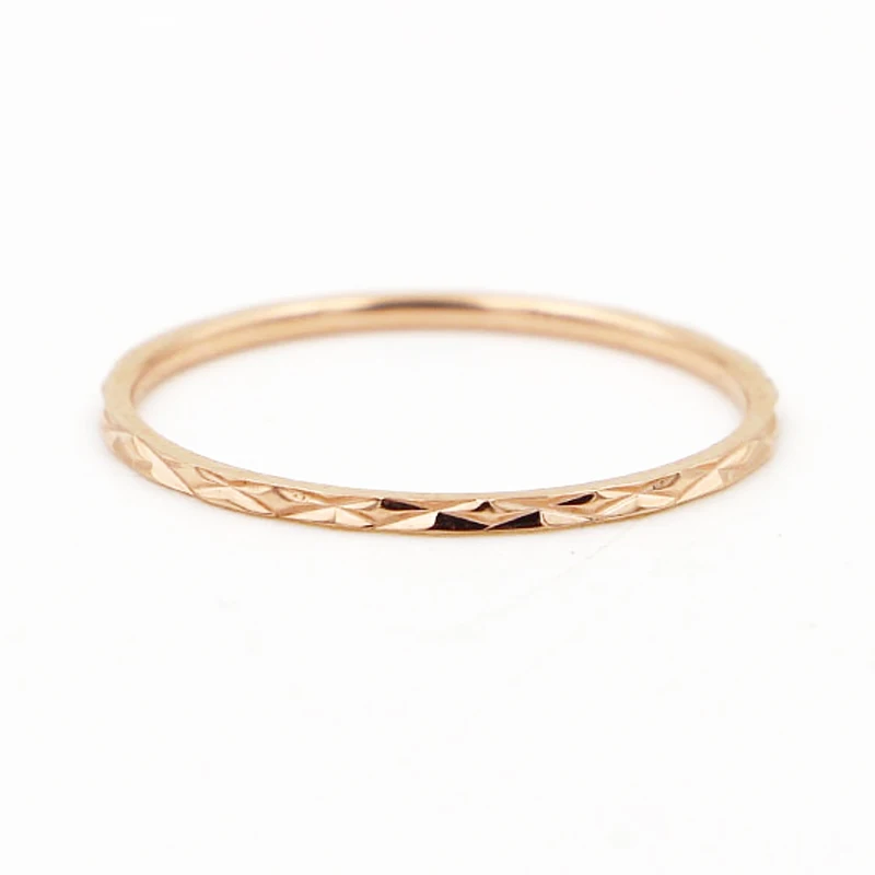

New 316L Stainless Steel Unique Beautiful Yarn-cutting Ring In Rose Gold Color 1.2mm Wide Woman Little Finger Ring