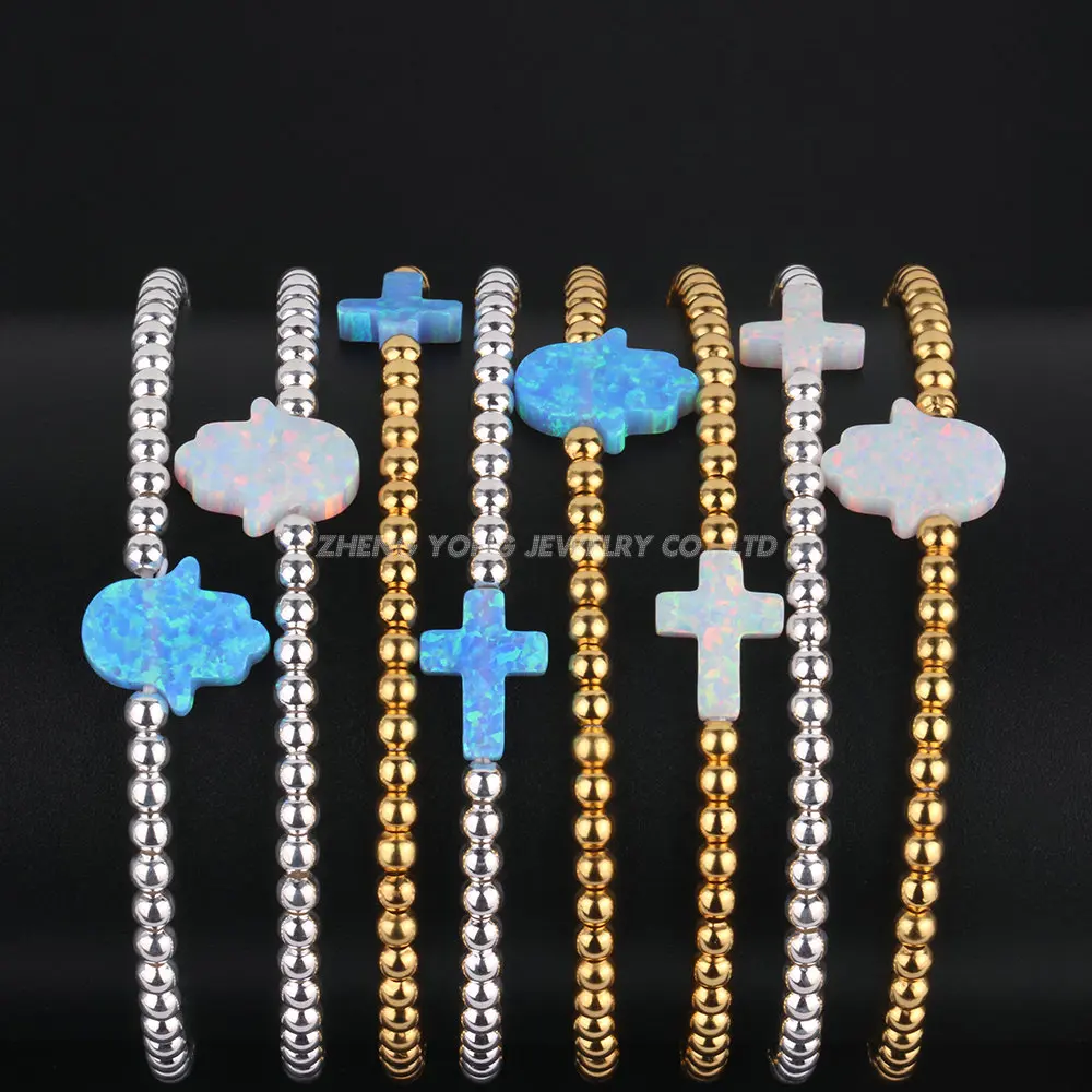 Женский браслет с опалом и бусинами из серебра 925 пробы|bracelet jewelry|opal braceletbracelet fashion |