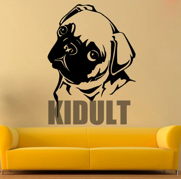 Pug Wall Sticker Pug Dog Vinyl Decal Pet Wall Decals Wall Vinyl Decor