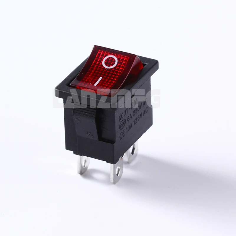 

KCD1-201N red light 4 Pin Rocker Switch With RED Button
