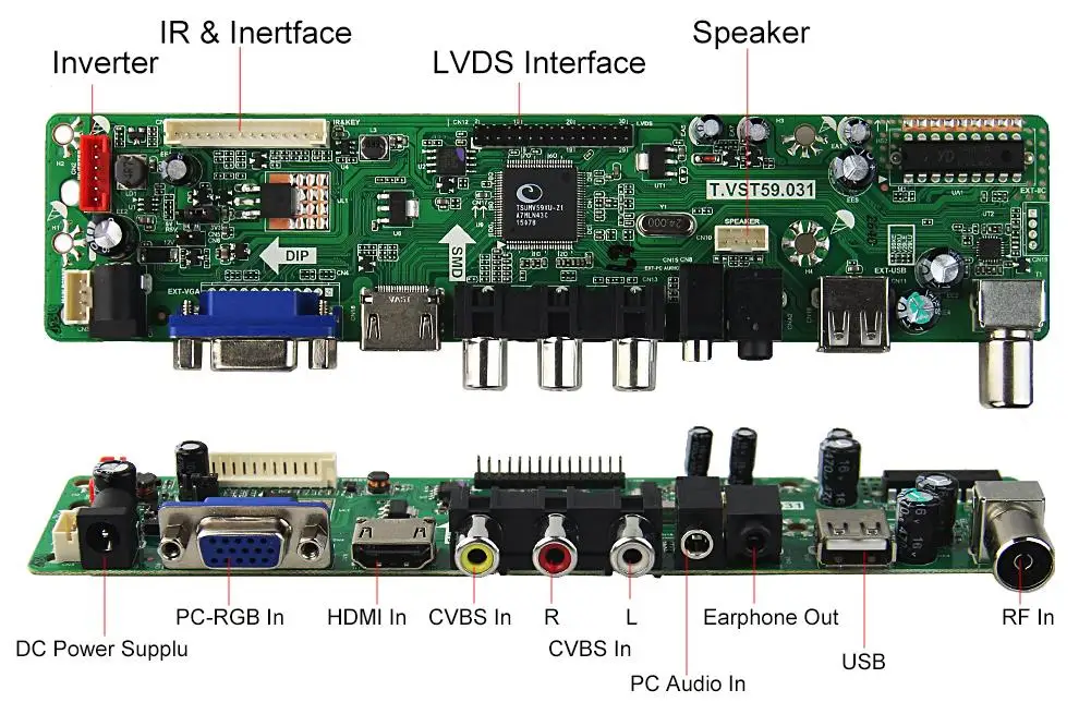 TV+HDMI+CVBS+VGA+USB+AUDIO Controller Board for N154I3-L03 B154EW04 15.4"
