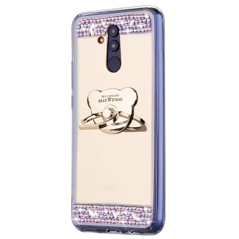 Зеркальный чехол со стразами для Huawei Mate 20 Lite телефона P20 Pro Honor 10 9X STK LX1 Y5 2018 Y9 Prime