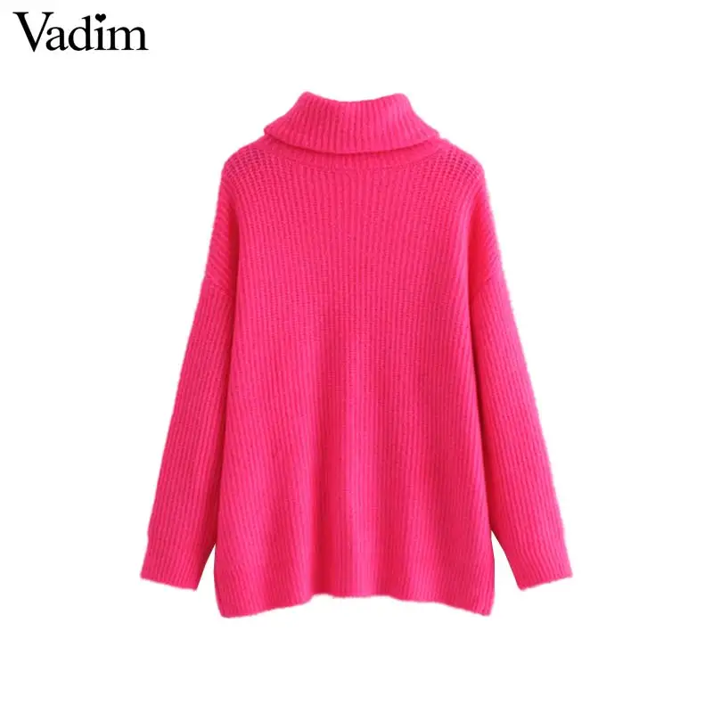 Vadim women turtleneck knitted loose sweater oversized warm thick long sleeve pullovers female casual chic tops HA086 Vadim women turtleneck knitted loose sweater oversized warm thick long sleeve pullovers female casual chic tops HA086
