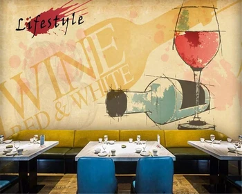

beibehang Custom wall sticker fashion red wine wallpaper wall 3d bar western restaurant decorative wallpaper background behang