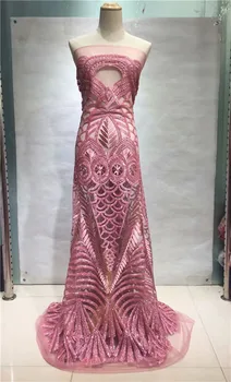 

Coffee Color High Quality Peach Sequins Lace Fabric, Pearls Lace Fabric Sequins Tulle Net Lace Materials For Party sky blue