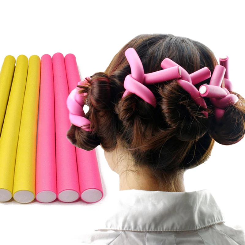 

2019 Hot Selling 10 Pieces Curlers Soft Foam Curved Curly Hair DIY Tools Multi-Function Pearl Cotton Magic Sponge Curling Rod