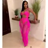BKLD Ladies Tracksuits Festival Women Club Outfits Hollow Out Spaghetti Strap Bodysuit Ruffles Mesh Pant Set For Women 2024 1