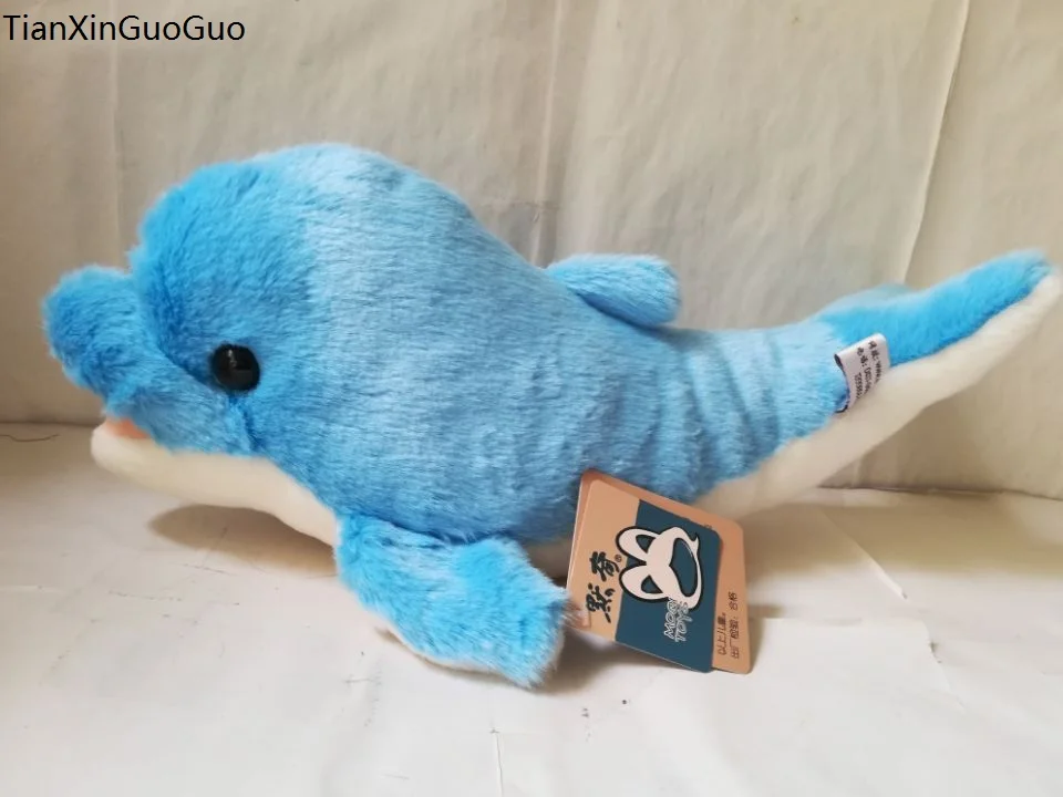 about 38cm lovely blue dolphin plush toy soft doll Christmas gift s2218