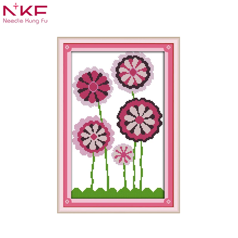 

NKF Purple flowers painting patterns printed on canvas 14CT 11CT needlework diy Cross Stitch chinese Embroidery kits