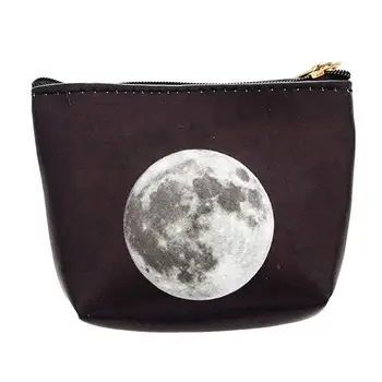 

Moon Starry Sky Coin Purse Faux Leather Mini Zipper Wallet Keys Card Holder