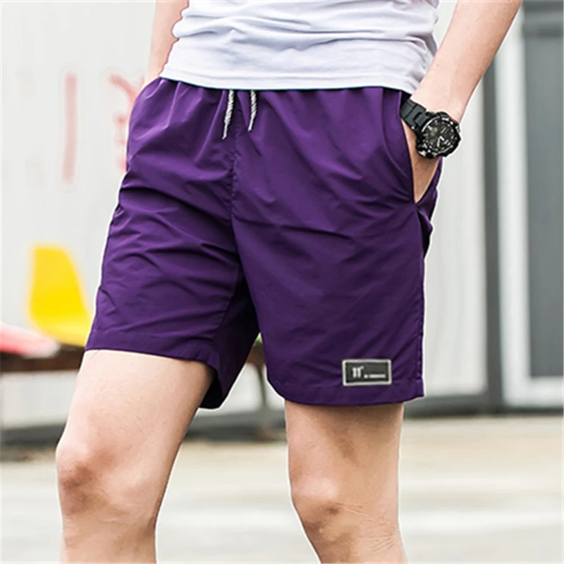 New Shorts Men Summer Beach board shorts Hot Sale Casual Short Male Solid Quality Elastic Fashion Fast Dry Short S-5XL 1007 - Цвет: Фиолетовый